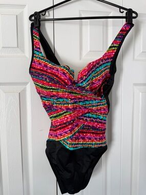 Miraclesuit Night Lights Layered Escape One Piece Swimsuit Size 14.